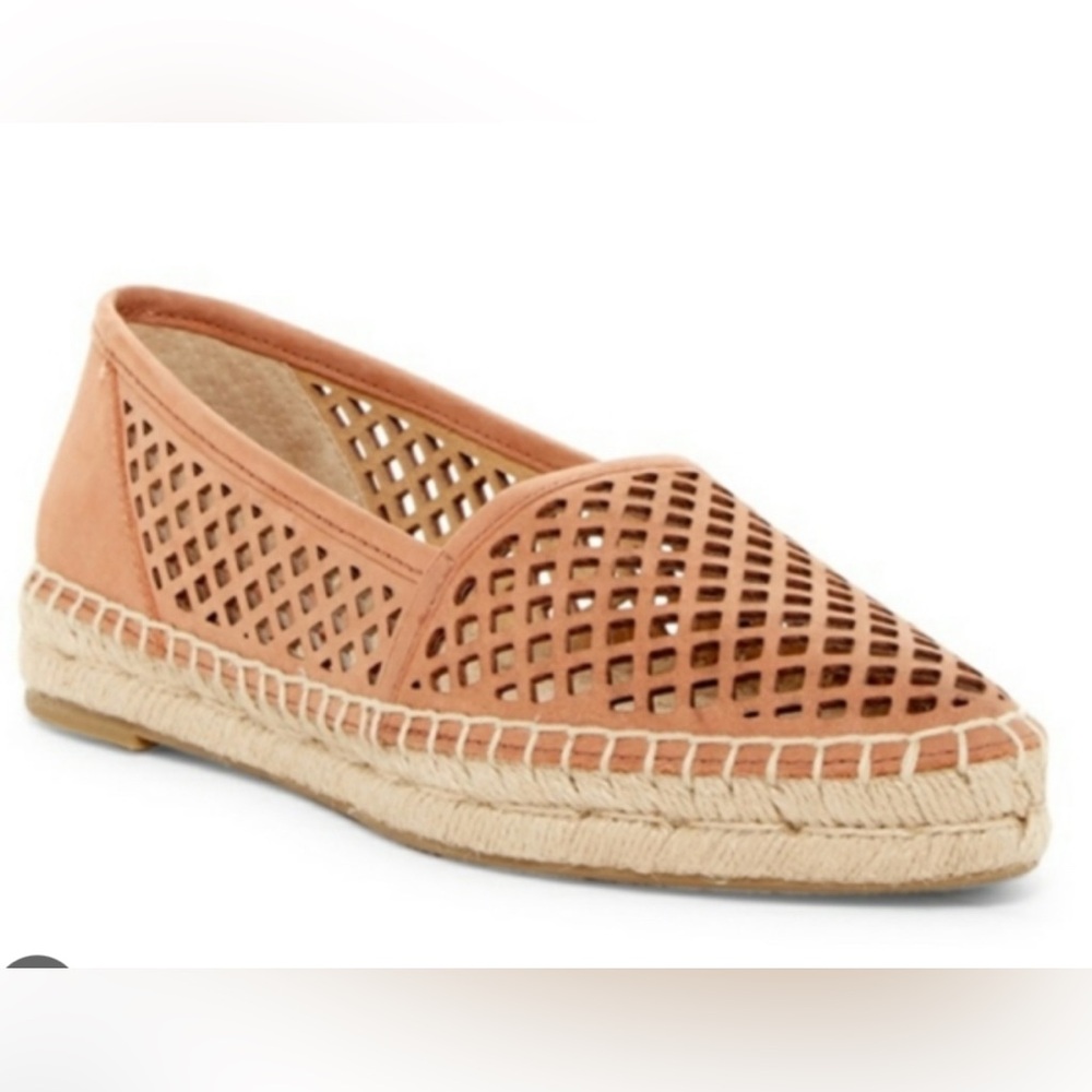 Frye Camel Espadrille Flats with Laser Cut Perforated Design